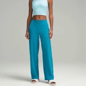 Lululemon Wide Leg Yoga Pants Blue High Rise Leggings Size 4